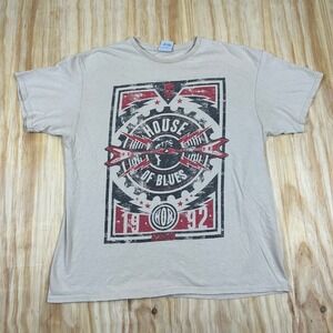 Vintage House Of Blues T-Shirt Men's XL Tan Beige 1992‎ VTG Y2K Anaheim